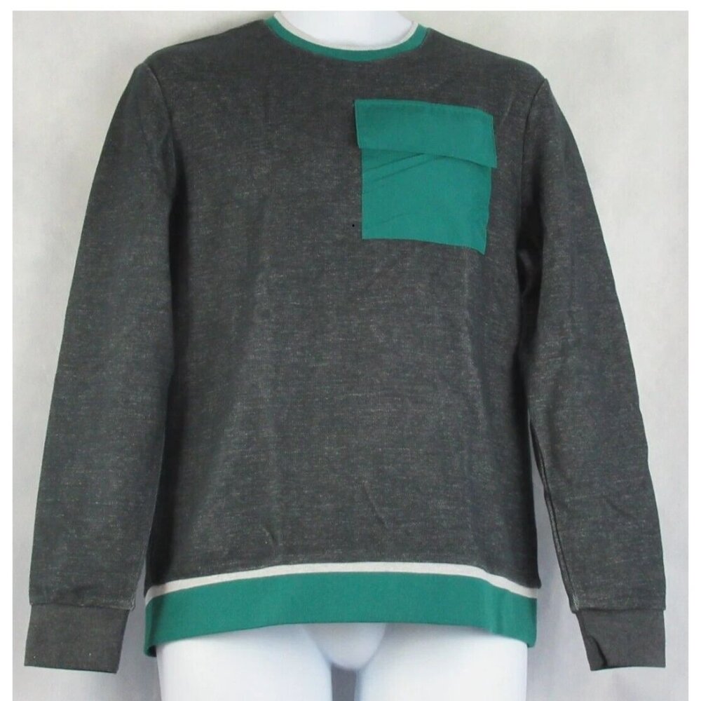 Alfani Men's Utility Pocket Crewneck Sweatshirt, Onyx Dark Gray